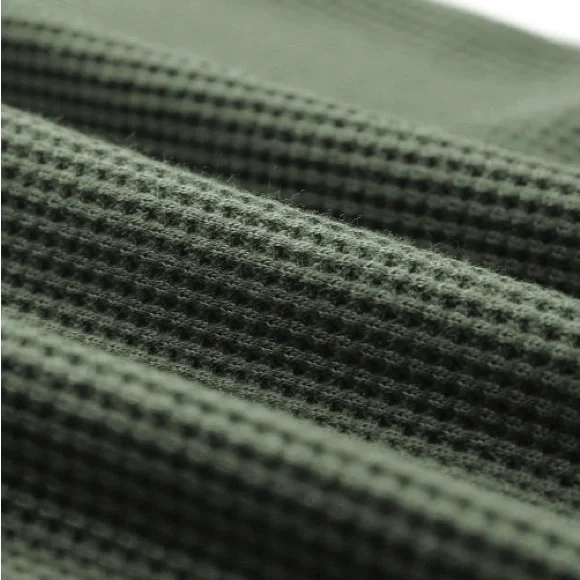 New - Shewin - Green Plain Waffle Knit Bishop Sleeve Square Neck Top - Picture 7 of 10